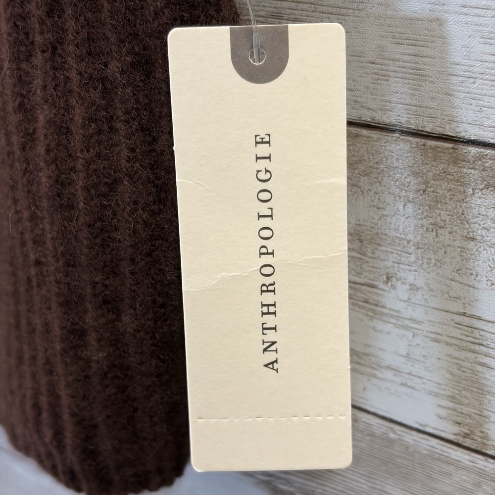 NWT Anthropologie Womens XS Cape Sweater 100% Cashmere Chocolate Brown Cowl Neck - Picture 11 of 12